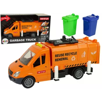 LEAN TOYS Śmieciarka z Napędem Ciernym i Efektami Dźwiękowymi Pomarańczowa