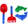LEAN TOYS Zestaw piaskowy 4-częściowy – łopatka, grabki, 2 foremki, trwały plastik, wiek 12m+