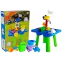 LEAN TOYS Stół do piaskownicy z foremkami, łopatką, grabkami i chmurką - wielokolorowy