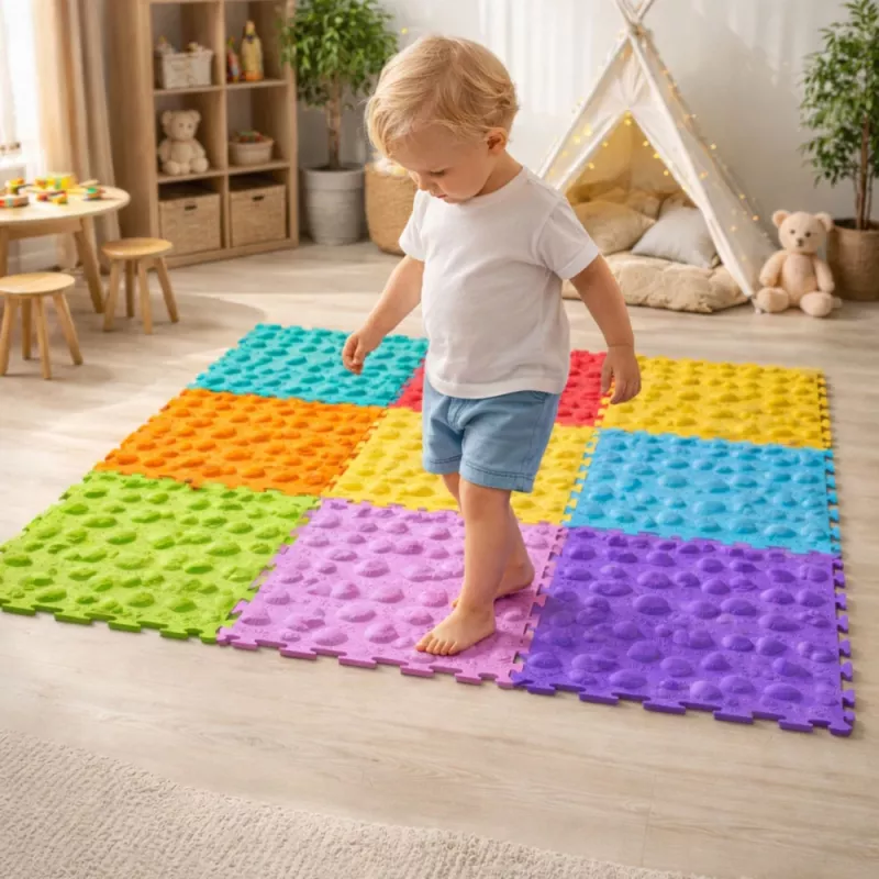 LEAN TOYS Sensory Path Puzzle Tiles Różne Struktury Kolory 24,5 cm 10 szt.
