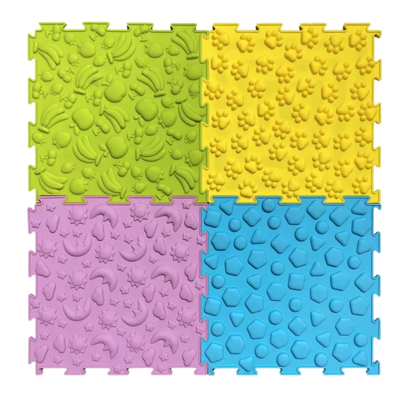 LEAN TOYS Sensory Path Puzzle Tiles Różne Struktury Kolory 24,5 cm 10 szt.
