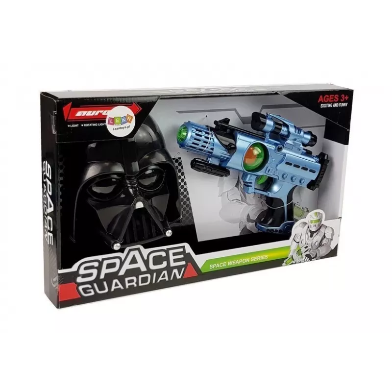 LEAN TOYS Zestaw Pistolet Laserowy Maska Kosmicznego Wojownika Światła Dźwięki