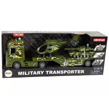 LEAN TOYS Zestaw wojskowy czołg, helikopter z napędem tarcia, ciężarówka