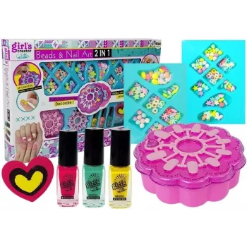 LEAN TOYS Zestaw 2 w 1 do tworzenia bransoletek i malowania paznokci z koralikami i lakierami