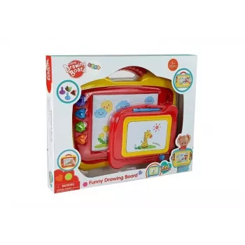 LEAN TOYS Zestaw 2 Magnetycznych Tablic do Rysowania z Pieczątkami - Niebieski i Żółty