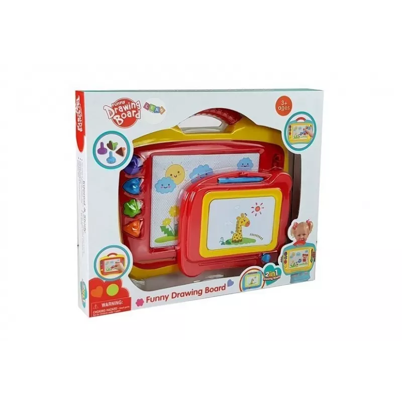 LEAN TOYS Zestaw 2 Magnetycznych Tablic do Rysowania z Pieczątkami - Niebieski i Żółty