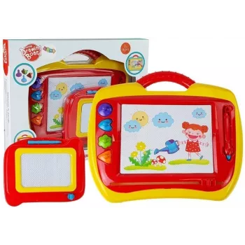 LEAN TOYS Zestaw 2 Magnetycznych Tablic do Rysowania z Pieczątkami - Niebieski i Żółty