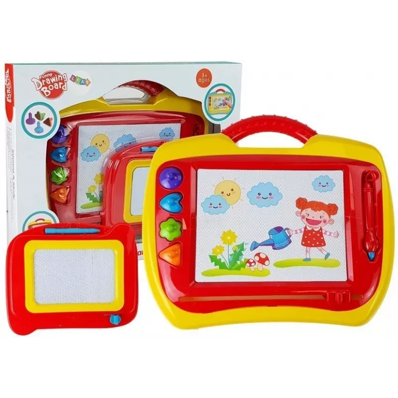 LEAN TOYS Zestaw 2 Magnetycznych Tablic do Rysowania z Pieczątkami - Niebieski i Żółty