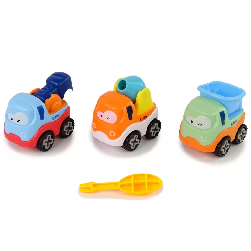 LEAN TOYS Zestaw 3 Samochodów Budowlanych do Rozkręcania + Śrubokręt Betoniarka Dźwig Wywrotka