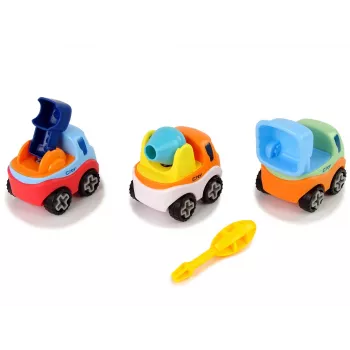 LEAN TOYS Zestaw 3 Samochodów Budowlanych do Rozkręcania + Śrubokręt Betoniarka Dźwig Wywrotka