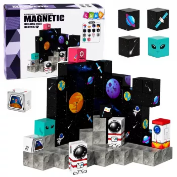 LEAN TOYS Zestaw magnetycznych klocków Kostki Piksele 3D Przestrzeń 100 szt.