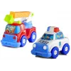 LEAN TOYS Zestaw pojazdów Policja Straż Pożarna Laweta do transportu aut Odkręcane