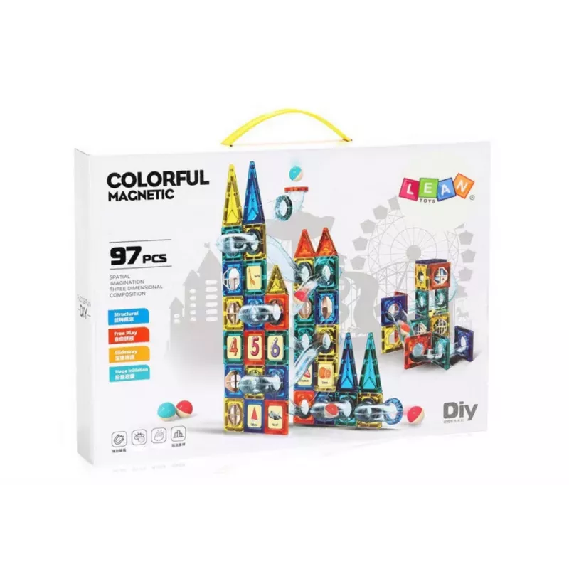 LEAN TOYS Zestaw zjeżdżalni dla kulek Magnetyczne klocki 168 elementów