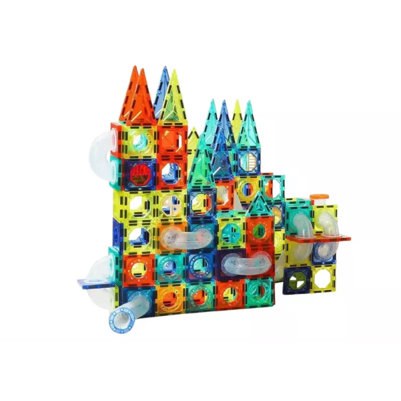 LEAN TOYS Zestaw zjeżdżalni dla kulek Magnetyczne klocki 168 elementów
