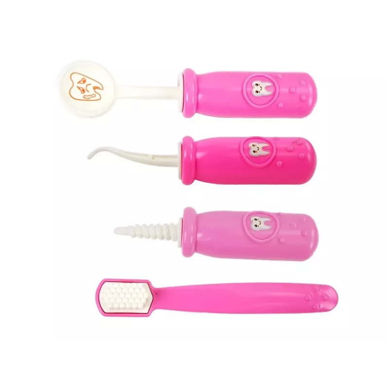 LEAN TOYS Mały zestaw dentystyczny z akcesoriami w różowym etui