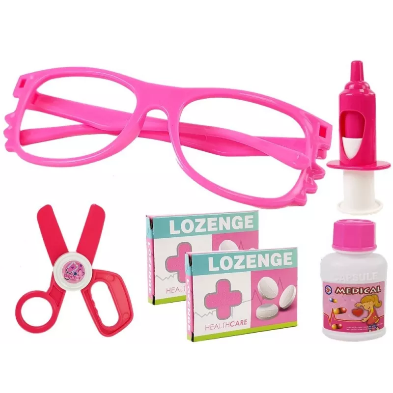 LEAN TOYS Mały zestaw dentystyczny z akcesoriami w różowym etui