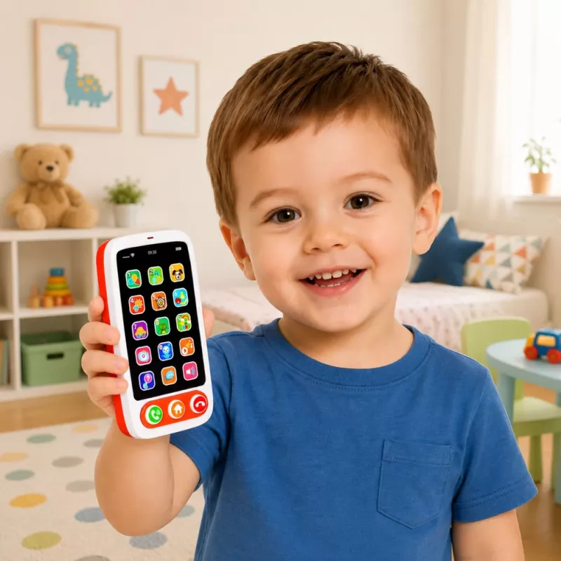 LEAN TOYS Smartphone Interaktywny Telefon Edukacyjny dla Dzieci z Dźwiękami i Światłami