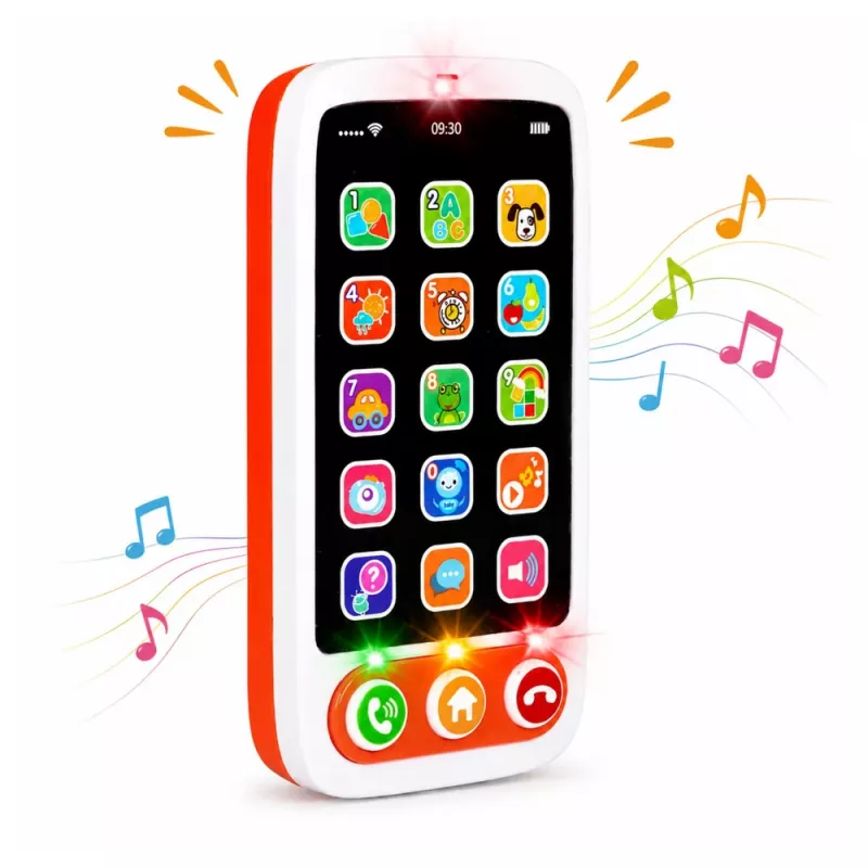 LEAN TOYS Smartphone Interaktywny Telefon Edukacyjny dla Dzieci z Dźwiękami i Światłami