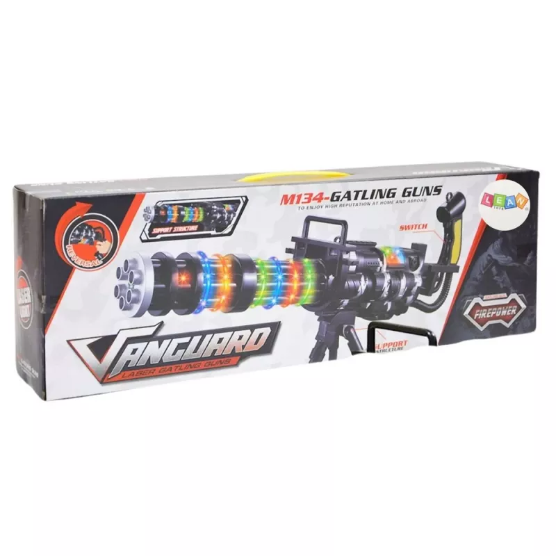 LEAN TOYS Karabin snajperski ze stojakiem, światłami, dźwiękami i wibracjami – czarny elektroniczny pistolet-zabawka