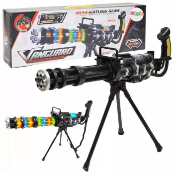 LEAN TOYS Karabin snajperski ze stojakiem, światłami, dźwiękami i wibracjami – czarny elektroniczny pistolet-zabawka