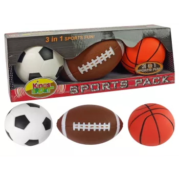 LEAN TOYS Zestaw Miękkich Piłek Sportowych 3w1 Piłka Nożna Koszykówka