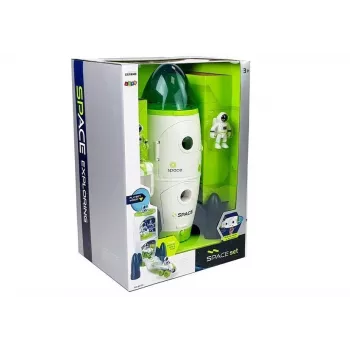 LEAN TOYS Space Rocket Astronom Cosmos Light & Sound – Zasilana bateryjnie elektroniczna rakieta-zabawka z figurką astronauty (3x AA)