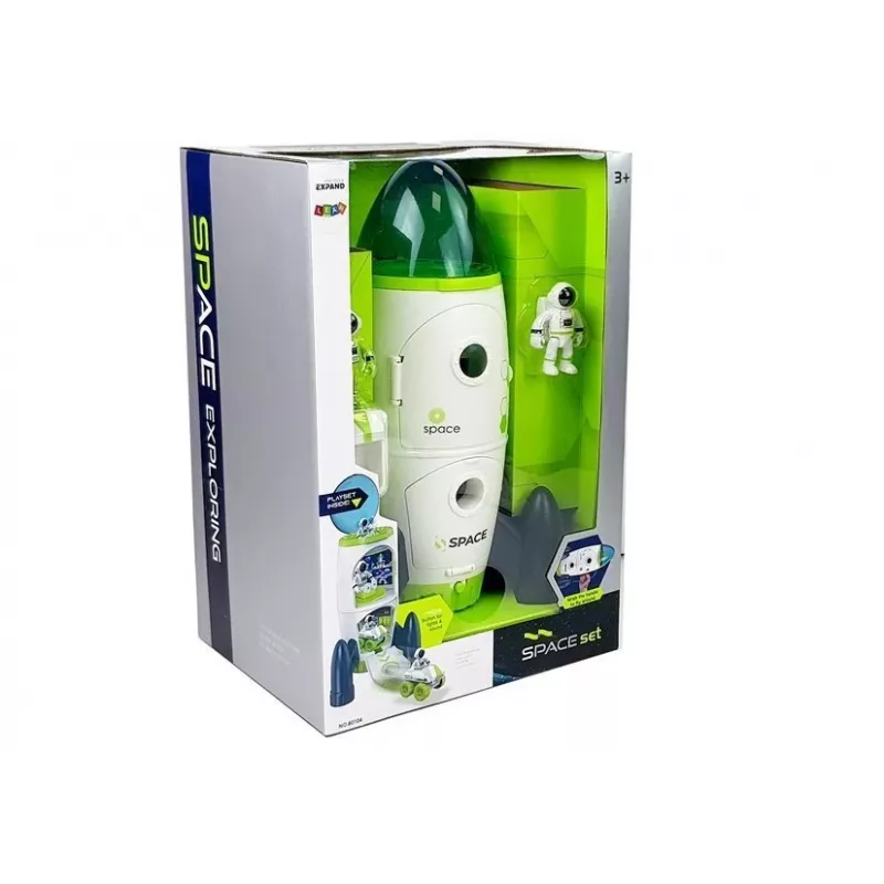 LEAN TOYS Space Rocket Astronom Cosmos Light & Sound – Zasilana bateryjnie elektroniczna rakieta-zabawka z figurką astronauty (3x AA)