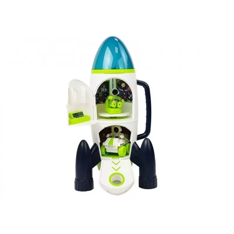 LEAN TOYS Space Rocket Astronom Cosmos Light & Sound – Zasilana bateryjnie elektroniczna rakieta-zabawka z figurką astronauty (3x AA)