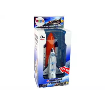 LEAN TOYS Rakieta kosmiczna z metalowym statkiem kosmicznym - napęd pull-back, efekty świetlne i dźwiękowe, zestaw zabawkowy o tematyce kosmicznej
