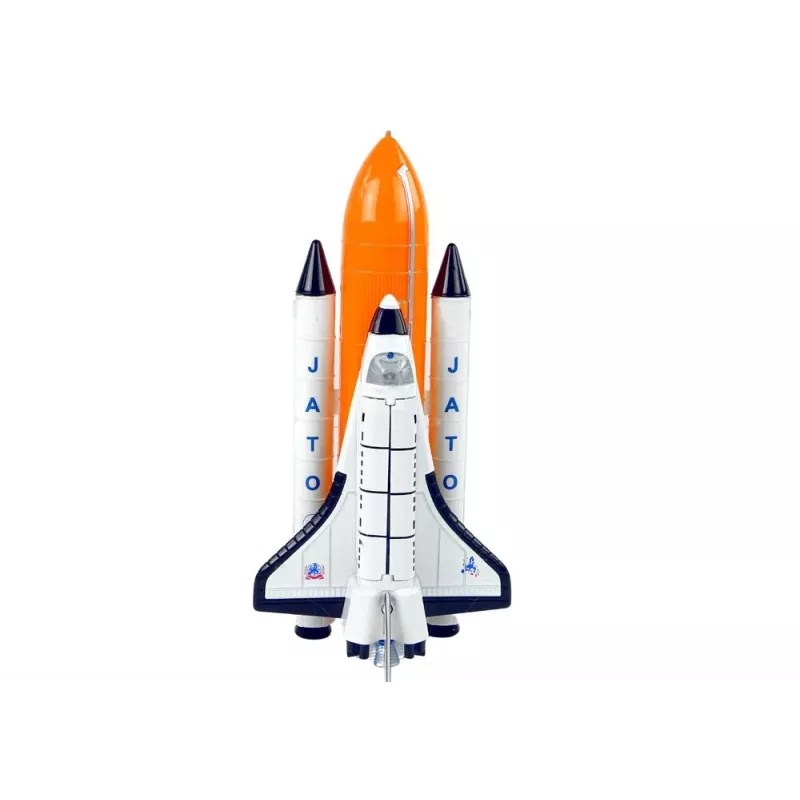 LEAN TOYS Rakieta kosmiczna z metalowym statkiem kosmicznym - napęd pull-back, efekty świetlne i dźwiękowe, zestaw zabawkowy o tematyce kosmicznej