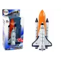 LEAN TOYS Rakieta kosmiczna z metalowym statkiem kosmicznym - napęd pull-back, efekty świetlne i dźwiękowe, zestaw zabawkowy o tematyce kosmicznej