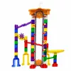 LEAN TOYS Klocki konstrukcyjne tor kosmiczny 153 szt. - kolorowy zestaw toru kulkowego 3D z tunelami i kulkami