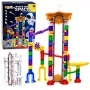 LEAN TOYS Klocki konstrukcyjne tor kosmiczny 153 szt. - kolorowy zestaw toru kulkowego 3D z tunelami i kulkami