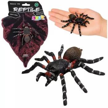 LEAN TOYS Spider Tarantula Gumowa Figurka Rozciągliwa Realistyczna Czarna 10 cm