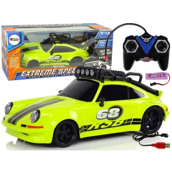 LEAN TOYS Samochód Sportowy 1:18 Zielony z Kołem Zapasowym i Pilotem