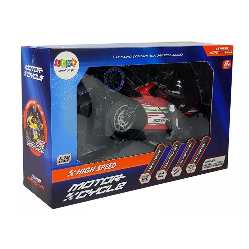LEAN TOYS Sports Motorcycle 2.4G Remote Controlled Racer Range 35m Red