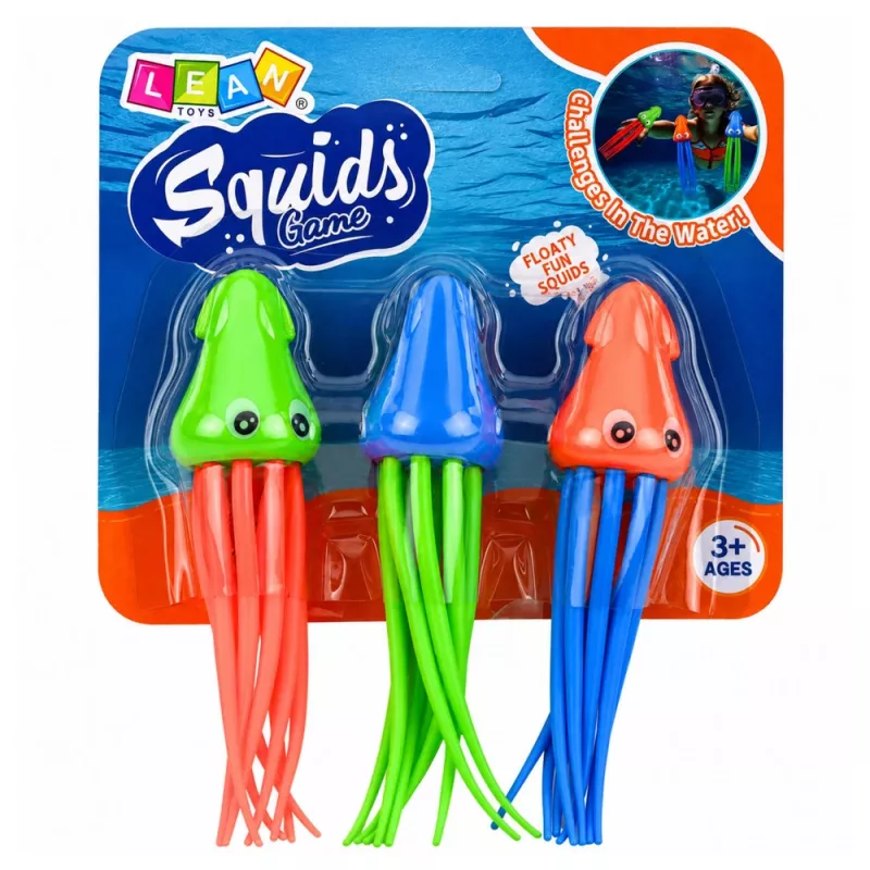LEAN TOYS Zabawki do nurkowania Kałamarnica Meduza dla dzieci do basenu i kąpieli 3 szt.