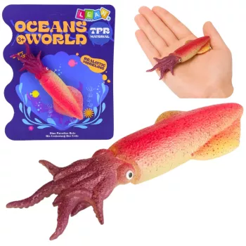 LEAN TOYS Gumowa figurka kałamarnicy rozciągliwa realistyczne zwierzę morskie 14 cm