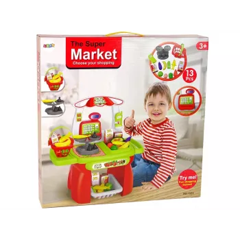 LEAN TOYS Zestaw Supermarket Koszyk Sklepowy Waga Artykuły Spożywcze