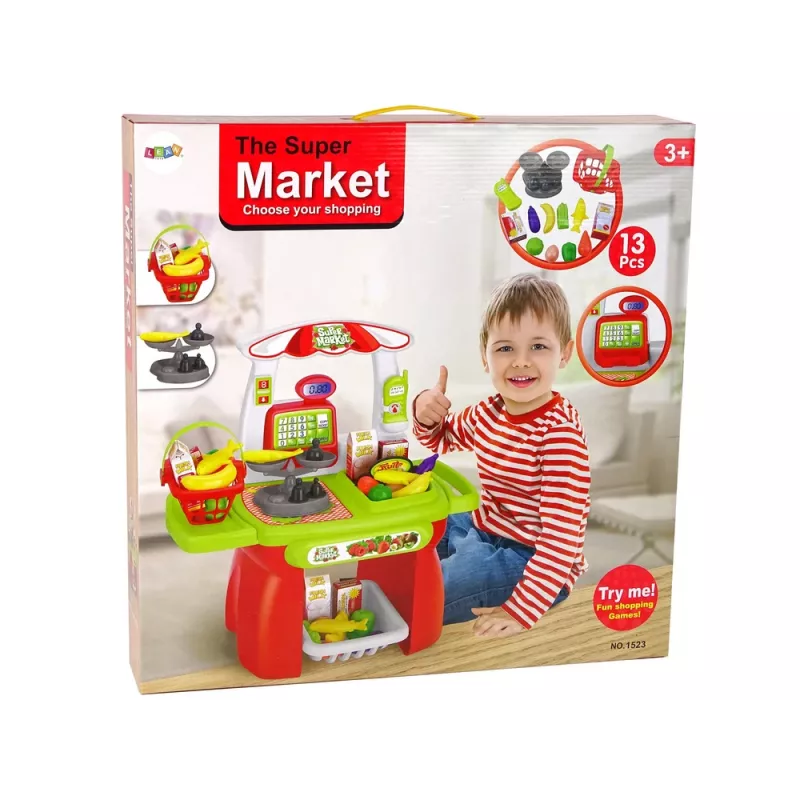 LEAN TOYS Zestaw Supermarket Koszyk Sklepowy Waga Artykuły Spożywcze