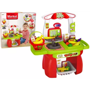 LEAN TOYS Zestaw Supermarket Koszyk Sklepowy Waga Artykuły Spożywcze