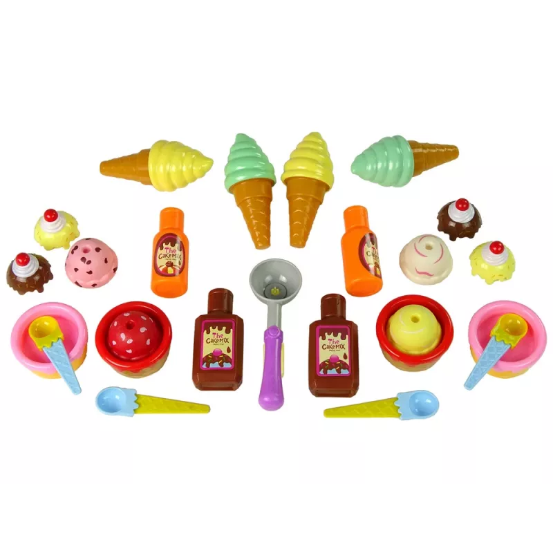 LEAN TOYS Zestaw Słodkości Lody Babeczki Sosy Łyżeczki
