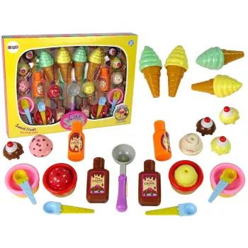 LEAN TOYS Zestaw Słodkości Lody Babeczki Sosy Łyżeczki