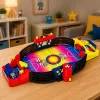 LEAN TOYS Stołowy piłkarzyki dla 2 graczy – kompaktowy stół z 18 zawodnikami, stalowymi drążkami i tablicą wyników