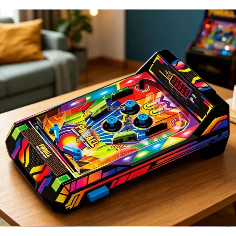 LEAN TOYS Automat do Pinballa na Stół - Elektroniczna Gra Pinball z Licznikiem Punktów LED, Dźwiękami i Migającymi Światłami - Wielokolorowa, dla 1 Gracza, Wiek 6+