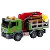 LEAN TOYS Ciężarówka do przewozu drewna z dźwigiem, kłodami, światłami i dźwiękami – pojazd budowlany zabawka