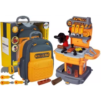 LEAN TOYS Zestaw Narzędzi Plecak Warsztat Pomarańczowy i Szary