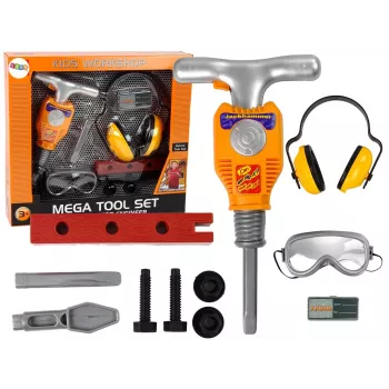 LEAN TOYS Zestaw narzędzi dla małego budowniczego – Młot pneumatyczny