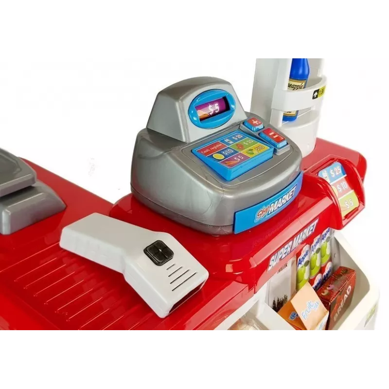 LEAN TOYS Zestaw Sklep z Wózkiem, Kasą, Skanerem i Zakupami