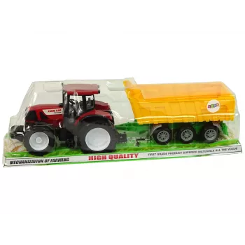 LEAN TOYS Ciągnik Czerwona Wywrotka Żółty Ciągnik 50 cm